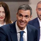 Leire Díez, Pedro Sánchez y Víctor de Aldama