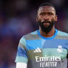 BARCELONA, SPAIN - MAY 10: Antonio Ruediger of Real Madrid looks on as he warms up prior to the LaLiga EA Sports match between FC Barcelona and Real Madrid CF at Spotify Camp Nou on May 10, 2026 in Barcelona, Spain. (Photo by Alex Caparros/Getty Images)