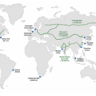 Mapa de los puertos más importantes y vías ferroviarias más largas.