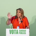 La senadora del PSOE y expresidenta de la Junta de Andalucía, Susana Díaz, durante un acto público de campaña. A 13 de mayo de 2026 en Sevilla (Anda.