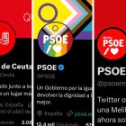 Cuenta del PSOE en X con los colores LGTBI y las de Ceuta y Melilla sin ellos