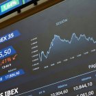 Paneles informativos en el Palacio de la Bolsa de Madrid, a 11 de mayo de 2026.