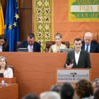 El portavoz de Por Andalucía, Antonio Maíllo, durante su intervención en el debate de investidura de Moreno.