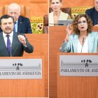 El portavoz del PP-A, Toni Martín, y la portavoz del PSOE-A, María Jesús Montero, en el Parlamento de Andalucía.