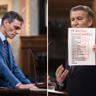 El presidente del Gobierno, Pedro Sánchez, y el presidente del PP, Alberto Núñez Feijóo, en el Congreso.