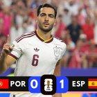 Mikel Merino celebra su gol a Portugal. España está en cuartos