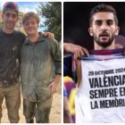 Ferran Torres quitando barro y con una camiseta en recuerdo de la dana de Valencia