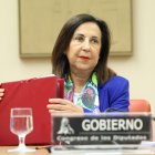 La ministra de Defensa, Margarita Robles, durante una comparecencia ante la Comisión de Defensa en el Congreso de los Diputados