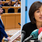 Imagen de la toma de posesión de Luis Tudanca como senador por Castilla y León y la nueva candidata al Senado, Aitana Hernando,