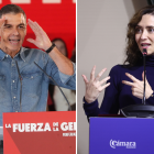 El presidente del Gobierno y líder del PSOE, Pedro Sánchez, y la presidenta de la Comunidad de Madrid, Isabel Díaz Ayuso.