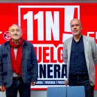 El secretario general de UGT, Pepe Álvarez, y el secretario general de CCOO, Unai Sordo
