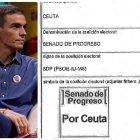 Pedro Sánchez y la papeleta del PSOE al senado por Ceuta