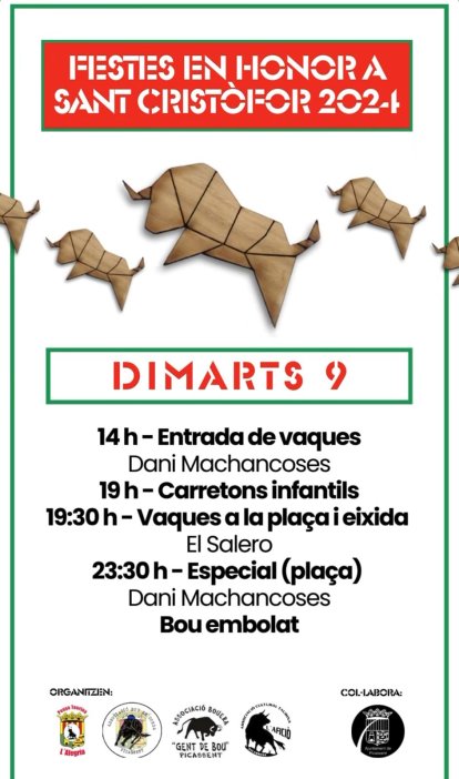 Programación de las fiestas de Picassent, pueblo donde Compromís tiene dos concejalías y hoy mismo habrá un encierro infantil