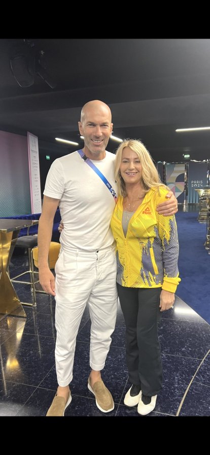 Zidane, con Nadia Comaneci