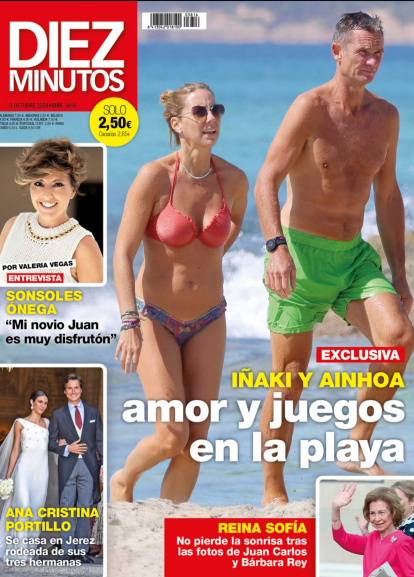 Ainhoa Armentia e Iñaki Urdangarin en la portada de Diez Minutos.