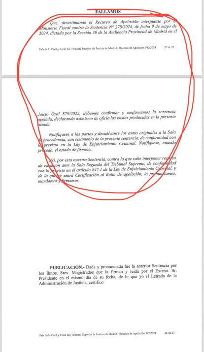 Rafael Amargo queda absuelto, según la sentencia del TSJM.