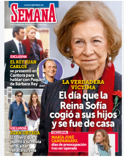 La portada de Semana destaca el aterrizaje en helicóptero del Rey Juan Carlos en portada.