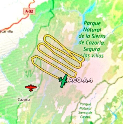 Mapa sobre el trayecto de la avioneta desaparecidad.