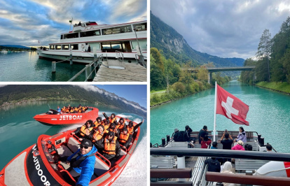 Jet boat de Outdoor Switzerland y crucero de Schifffahrt Thunersee