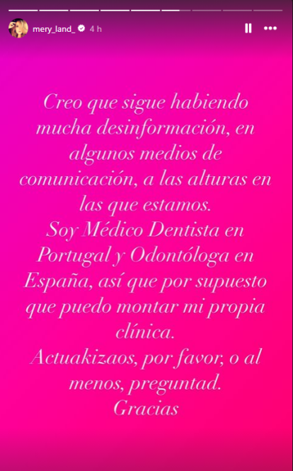María José Campanario quiso aclararse en su Instagram.
