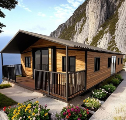 Casa prefabricada con terraza en Amazon