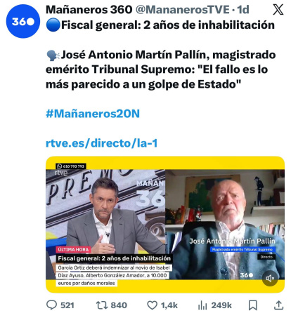 Martín Pallín, en Mañaneros 360