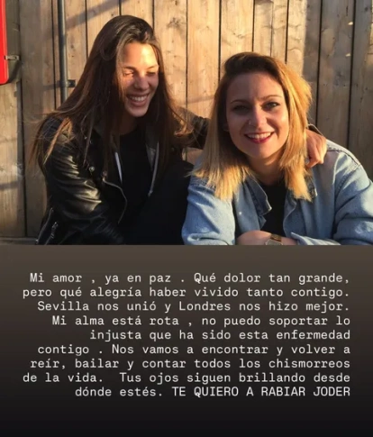 Laura Matamoros se despide de su amiga en redes.