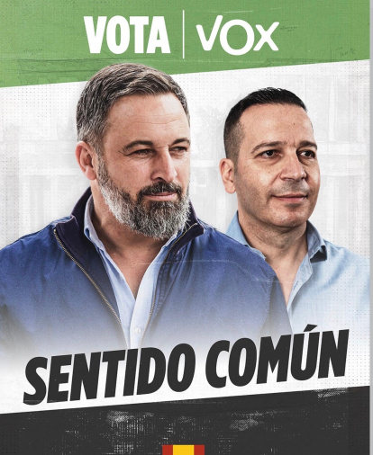 El presidente de Vox Santiago Abascal y el candidato Óscar Fernández Calle