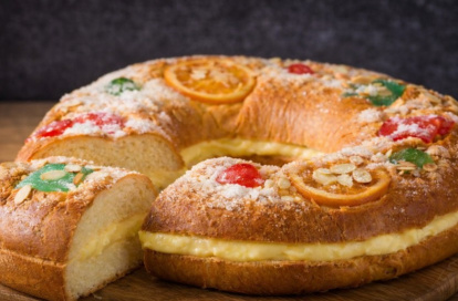Roscón de Reyes de crema pastelera