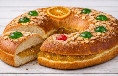 Roscón de Reyes con cabello de ángel