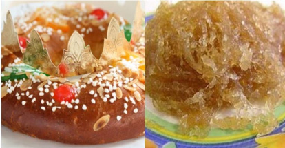 Roscón de Reyes con cabello de ángel