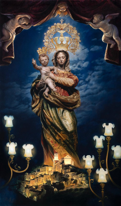 Pintura para el cartel del centenario de la coronación de la  Virgen de las Maravillas y fiestas de Cehegin 2025.