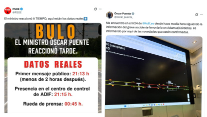 El mensaje del PSOE con los horarios y el tuit que pone Óscar Puente diciendo que estaba media hora antes