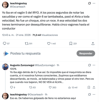 Testimonios de pasajeros del Iryo del accidente de Adamuz