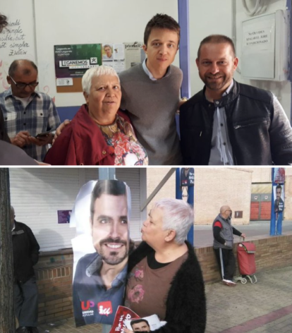 Feli Velázquez con Íñigo Errejón o pegando carteles de Alberto Garzón