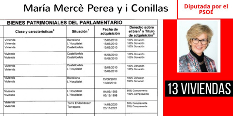 La diputada socialista María Mercè Perea declara 13 viviendas