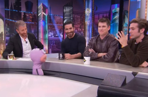 Miguel Ángel Silvestre, Miguel Bernardeau y Carlos Cuevas durante su visita al Hormiguero