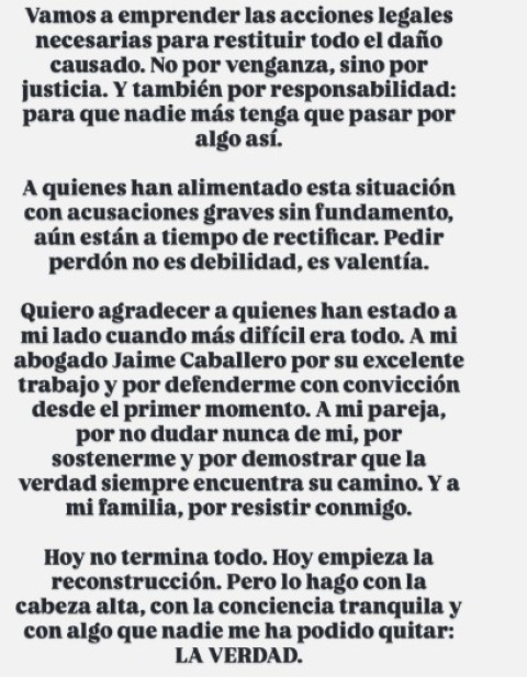 Final del comunicado de Kiko Jiménez en Instagram.