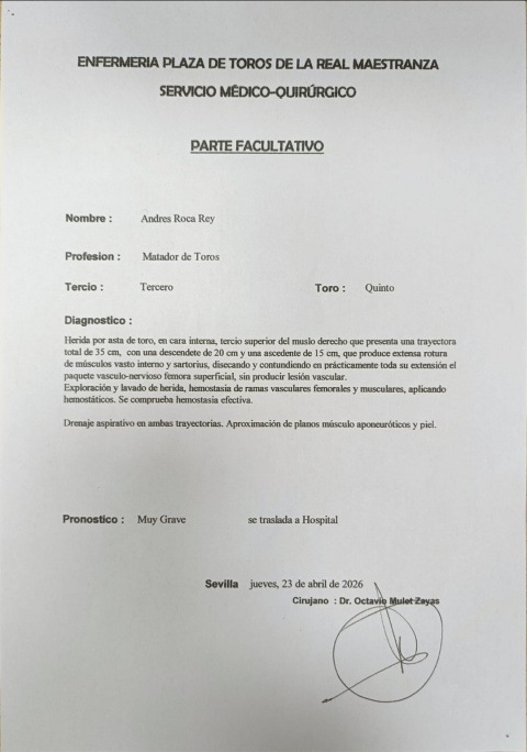 Parte médico de Roca Rey