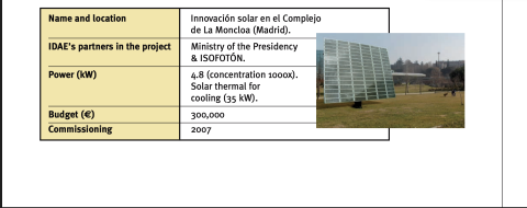 Proyecto de Isofotón/Presidencia en Moncloa y coste inicial.