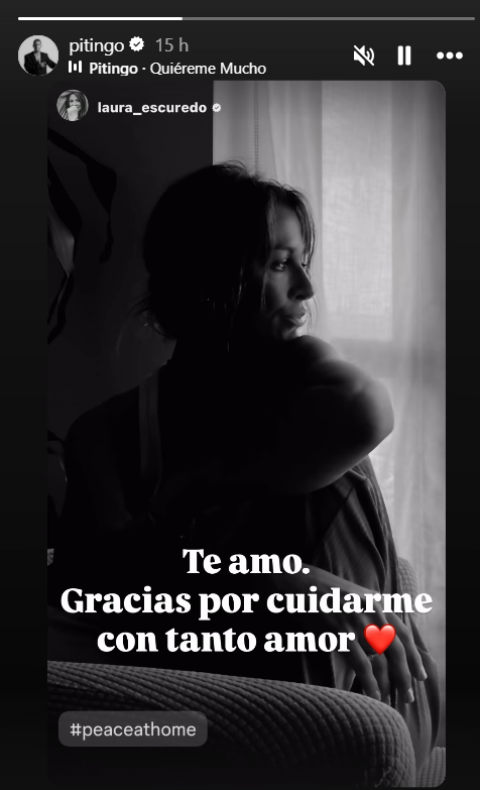 Pitingo agradece sus cuidados a su prometida, Laura Escuredo.