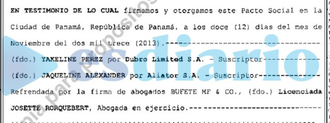 Véase como firma Mossack Fonseca junto a los socios de Serrano