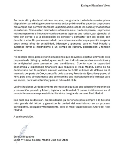 Carta de Riquelme