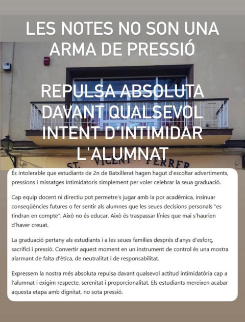 Comunicado de padres y madres por la coacción a alumnos de los IES de Algemesí