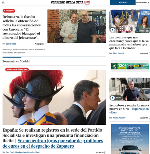 Portada de Corriere della Sera el 27-05-2026