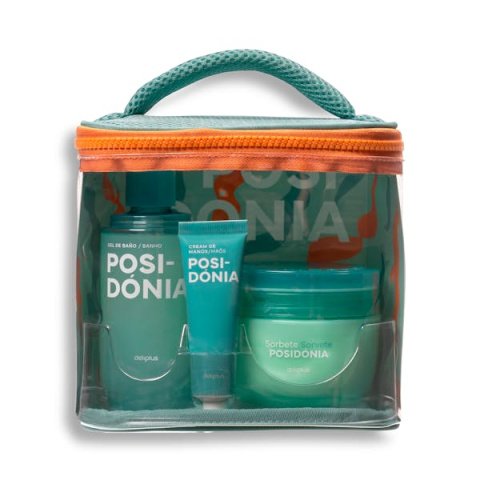 El nuevo lote Posidonia de Mercadona incluye un neceser reutilizable con gel de baño, crema de manos y el icónico sorbete corporal de la gama.