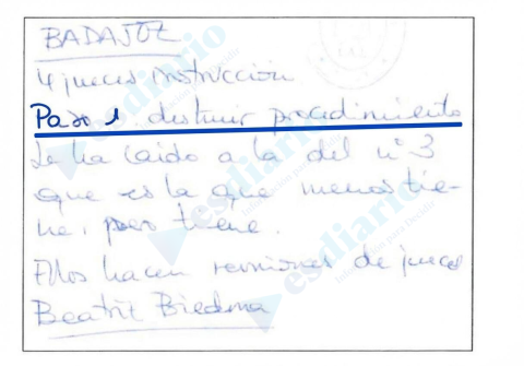 Anotación en la libreta de Leire Díez en la que se lee: 