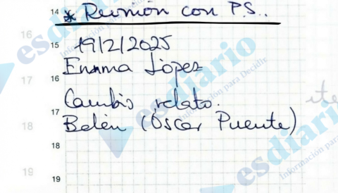 Libreta de Leire Díez en la que aparece escrito 