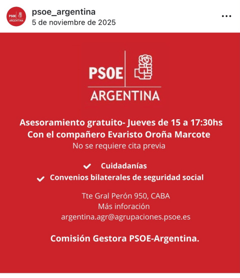 El PSOE de Argentina ofreciendo trámites consulares