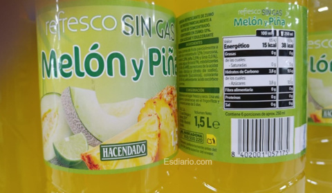 Refresco de melón y piña sin gas Hacendado